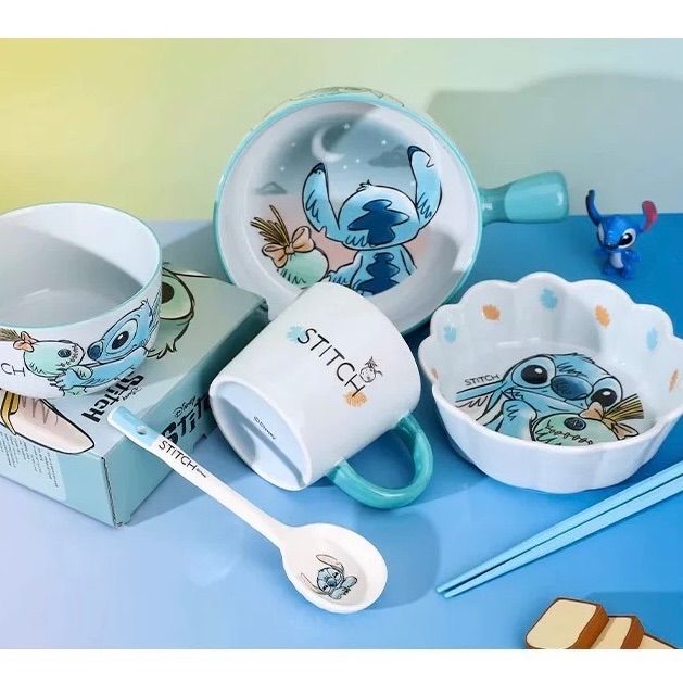 海外限定 6点 ギフトセット スティッチ 食器 ディズニー 正規品 皿