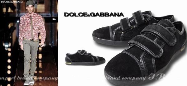 ☆DOLCE&GABBANA☆スエードベルクロスニーカー☆24cm☆5ブラック黒