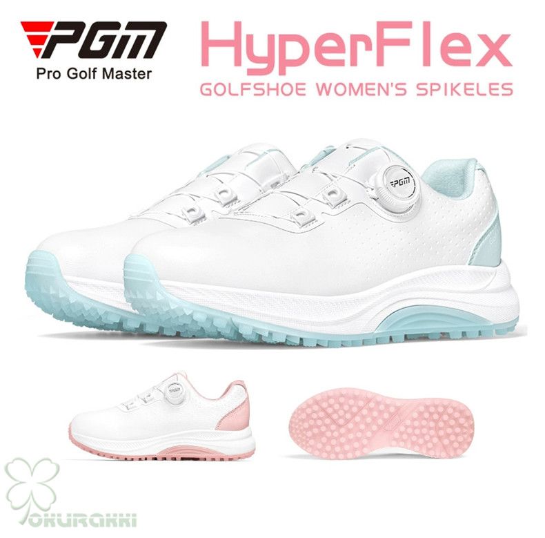 ゴルフ ゴルフシューズ 夏用 快適 通気 ダイヤル式 ソフトスパイク レディース スパイクシューズ スニーカー 靴 女子 防水 人工皮革 2506gfshoe04*カラー-WHITE/GREEN