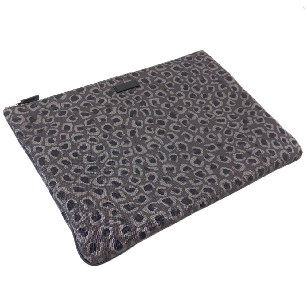 天白】グッチ クラッチバッグ レオパード グレー ブラック