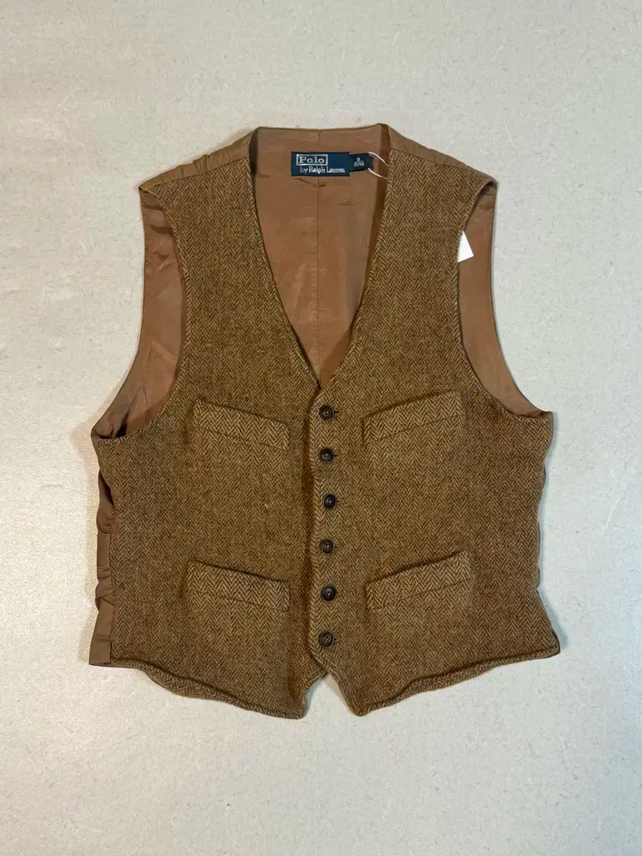 デニム&サプライ　ラルフローレン　麻　ベスト　ヘリンボーン　ブラウン ラルフローレン ヘリンボーンベスト Denim & Supply Ralph Lauren