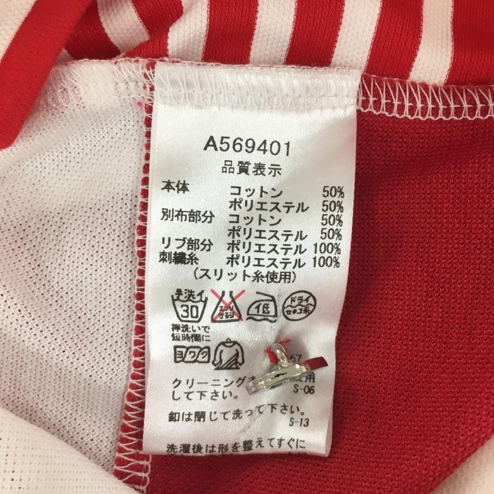 【超美品】アルチビオ 半袖ポロシャツ レッド×白 ボーダー 胸ポケット メンズ 48(L) ゴルフウェア archivio