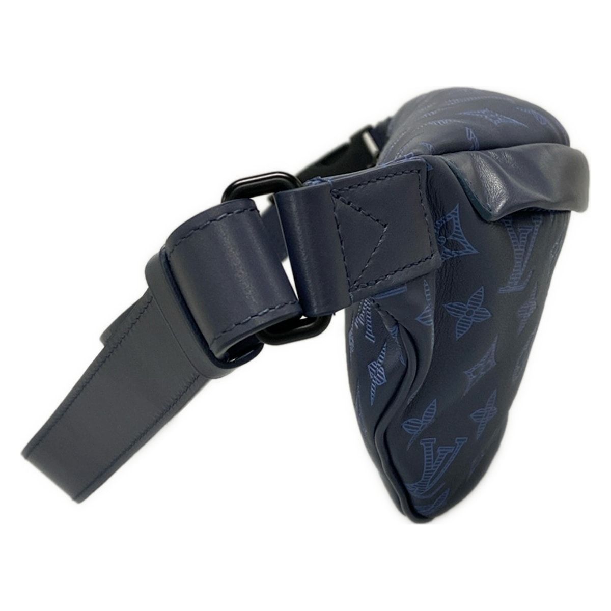LOUIS VUITTON ルイヴィトン ウエストポーチ モノグラム シャドウ ディスカバリーバムバッグPM M45729 ネイビーブルー レザー 牛革