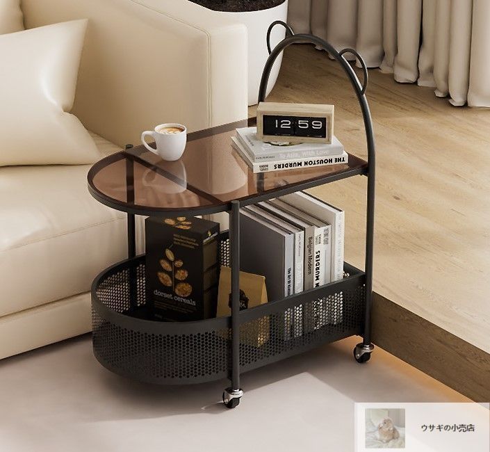 全国送料 無料！ サイドテーブル キャスター バスケット 付き おしゃれ かわいい コーヒーテーブルテーブル エンドテーブル ソファーテーブル ゴールド