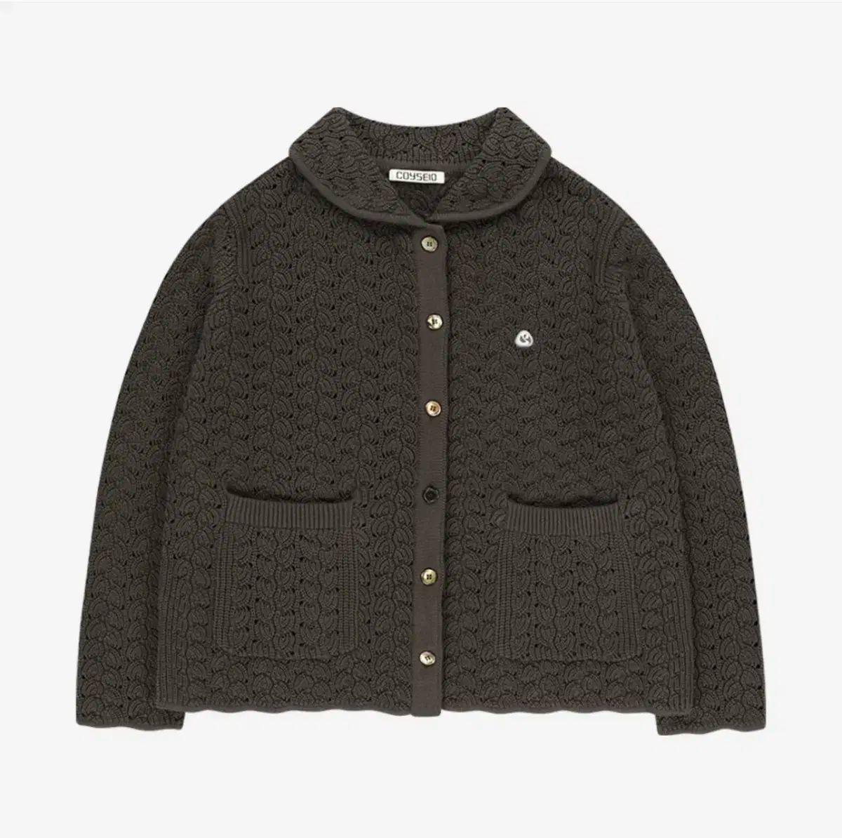 こいせいお ウェーブ ニット カーディガン 茶色