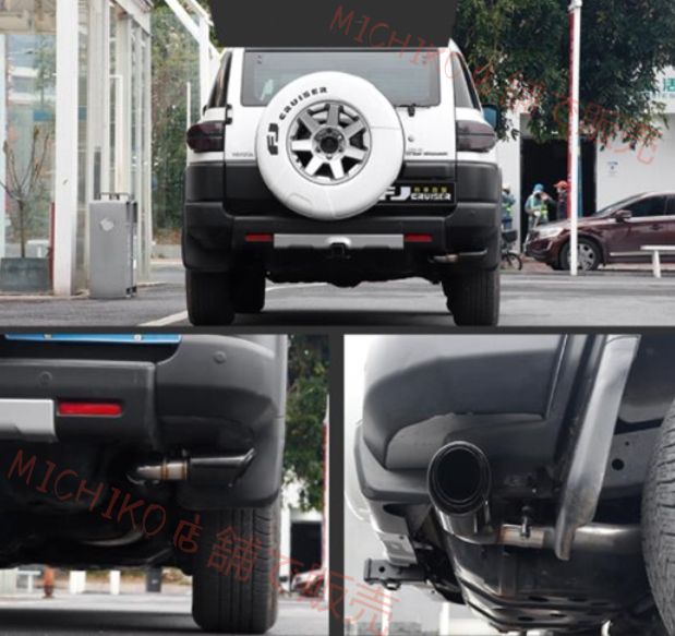 トヨタ FJクルーザーGSJ15W型 マフラーカッター テールパイプ デュアル出し 右側スタイル 外装カスタム 1本出しブラックチタン