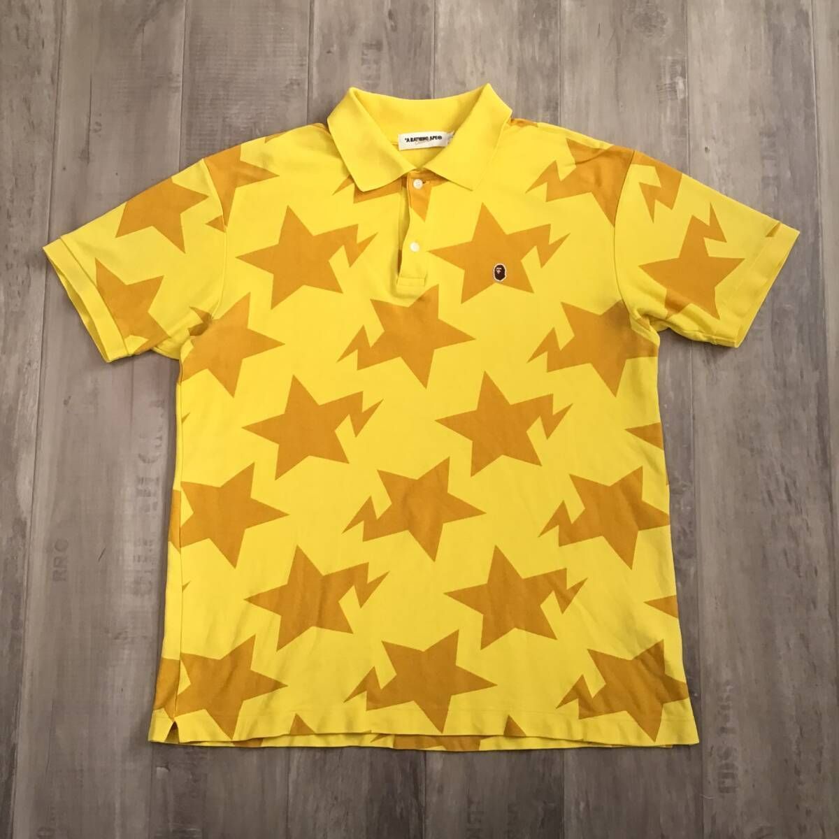 BAPE スター ポロシャツ Lサイズ イエロー a bathing ape STAR