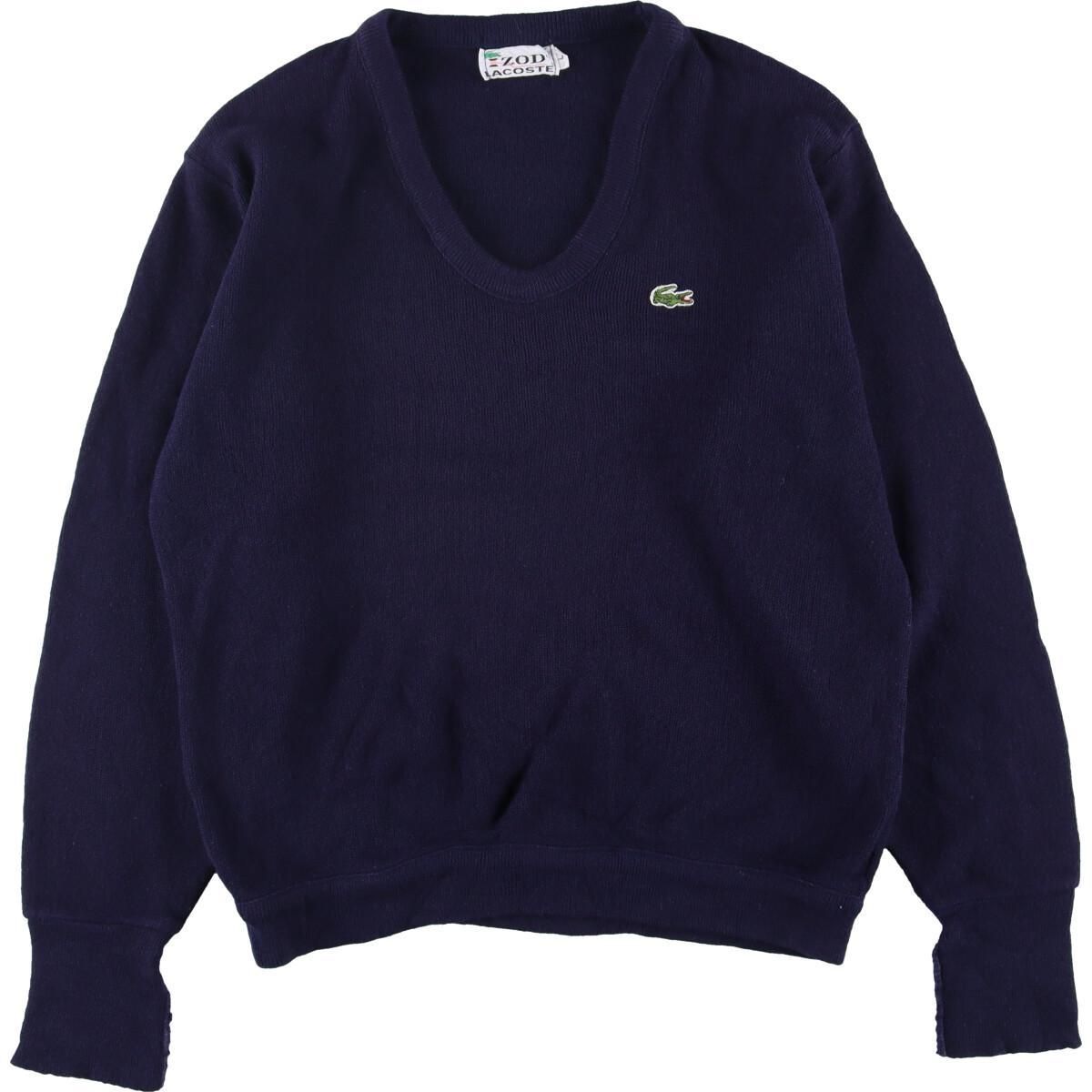 70年代 ラコステ LACOSTE IZOD Vネック アクリルニットセーター メンズ