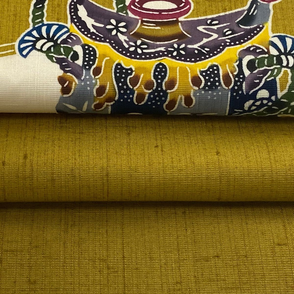 名古屋帯 美品 逸品 落款 本場琉球紅型 知念積元 知念紅型工房 紬地