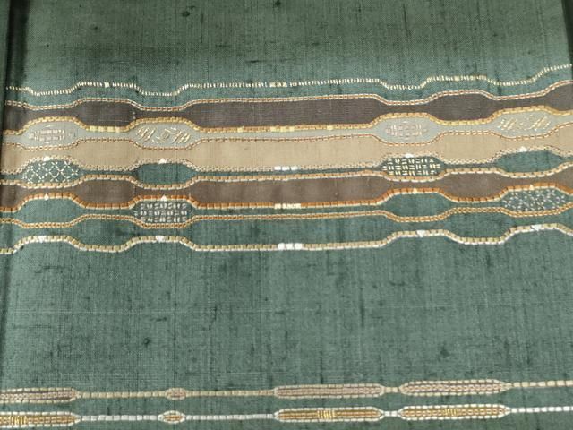 平和屋着物○希少 訪問着 紬地 めがね織 横段文 金糸 ますいわ屋扱い  