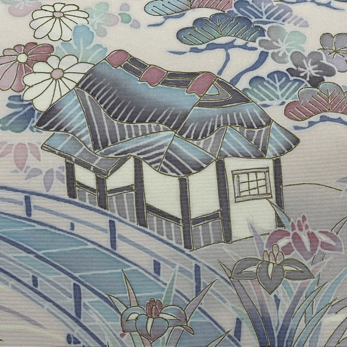 未着用名古屋帯色紙黒地抽象模様瓢箪着物123a d