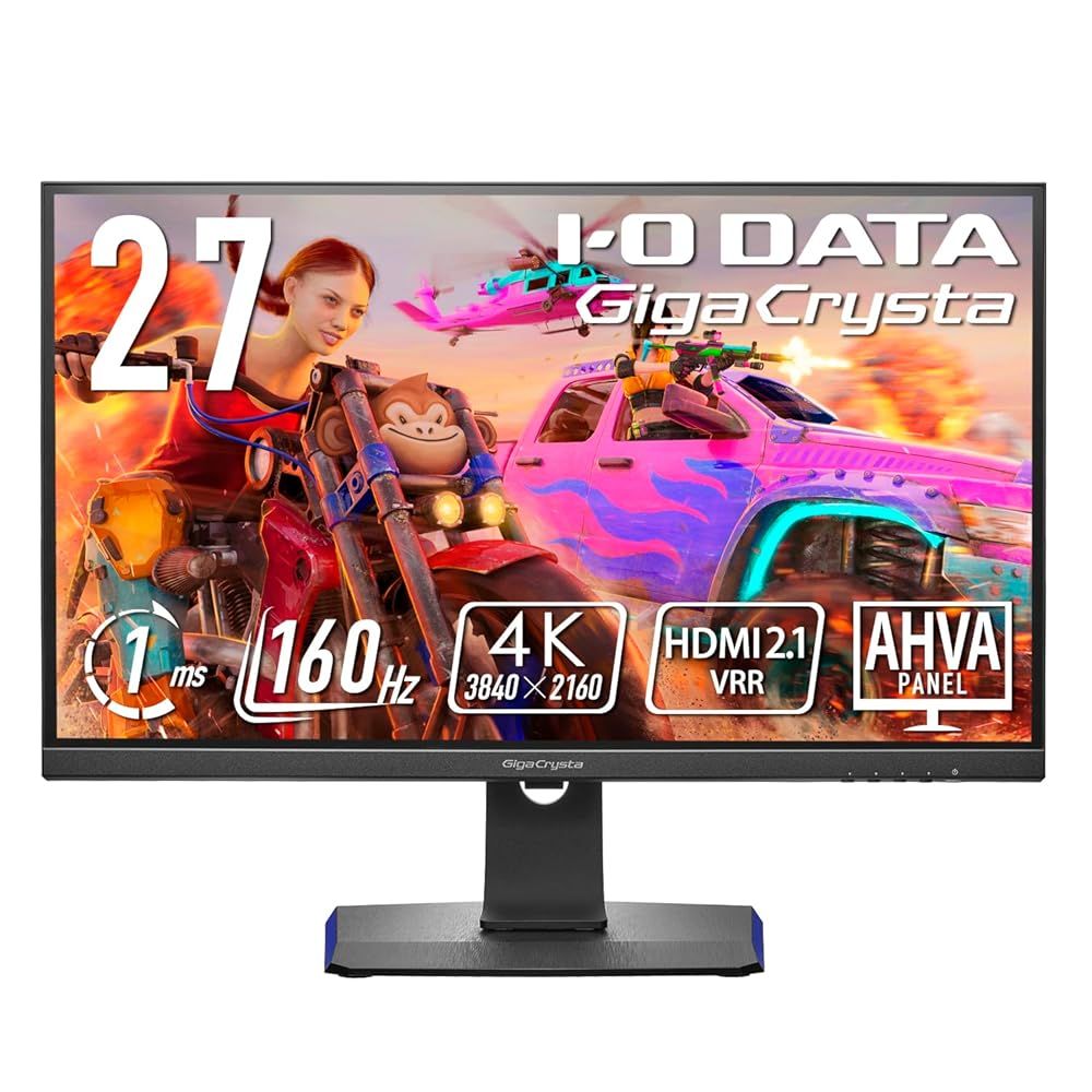 アイ オー データ IODATA ゲーミングモニター 27インチ GigaCrysta 160Hz 1ms AHVAパネル HDMI2.1|4K|PS5|HDMI×2|DisplayPort×1