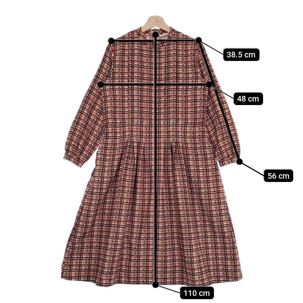 GRANDMA MAMA DAUGHTER レトロチェックスタンドワンピース