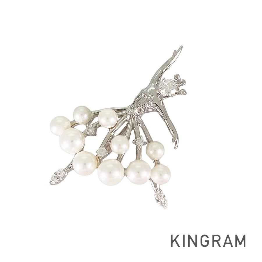 k18wg ブローチ K18WG パール 10～11mm ダイヤモンド 1.16ct □ 49.6g ホワイト
