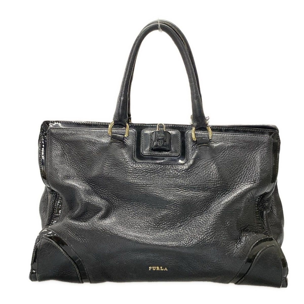 FURLA(フルラ) ハンドバッグ - 黒 レザー - メルカリ