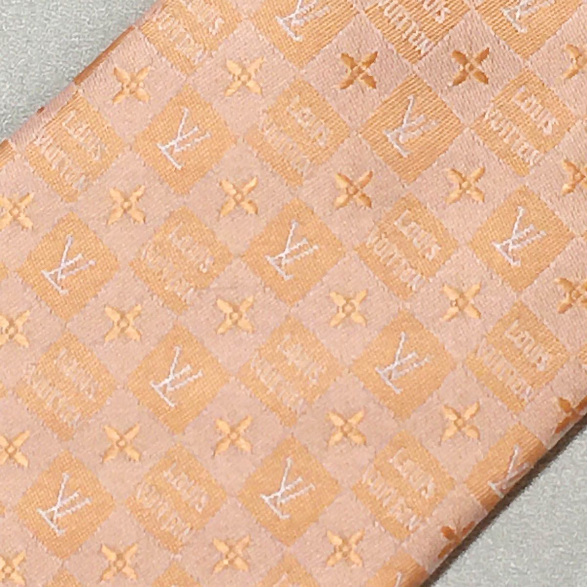 Louis Vuitton ダミエ柄 ネクタイ(オレンジ) Louis Vuitton ダミエ柄 ネクタイ