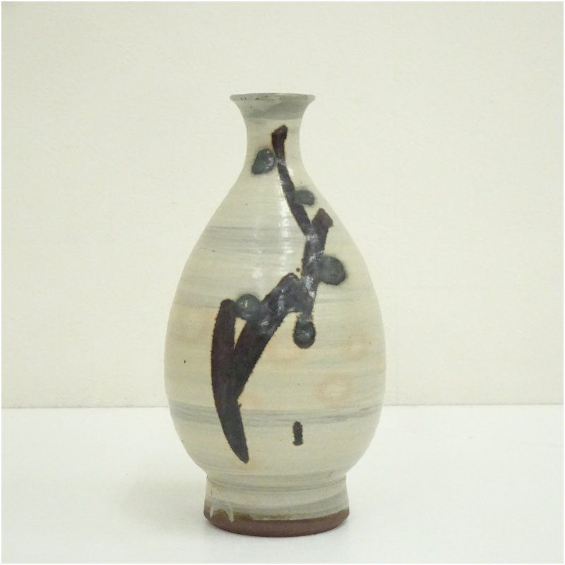 佐渡無名異焼 長浜数右衛門造 絵刷毛目花入（共箱） 花入れ 茶道