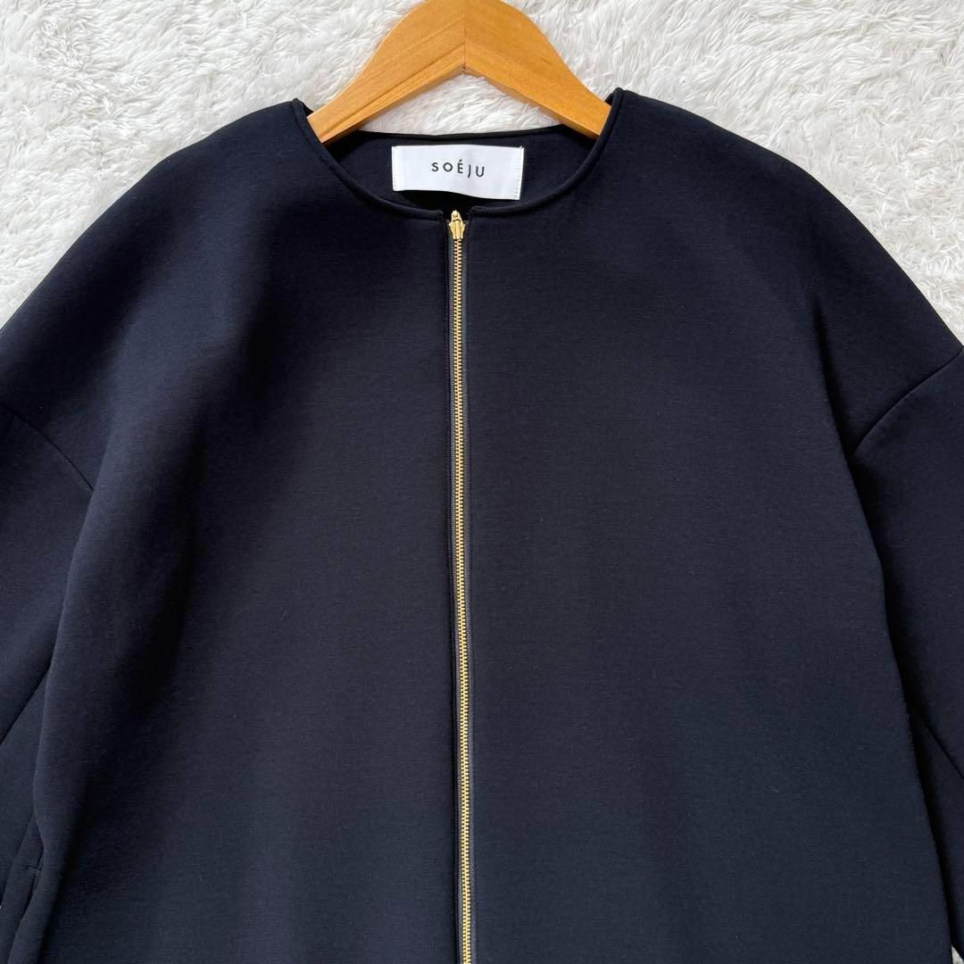 ソージュ　コクーンジップブルゾン　M L ネイビー　アウター　ジャケット SOEJU ソージュ コクーンジップブルゾン M L ネイビー 濃紺 アウター