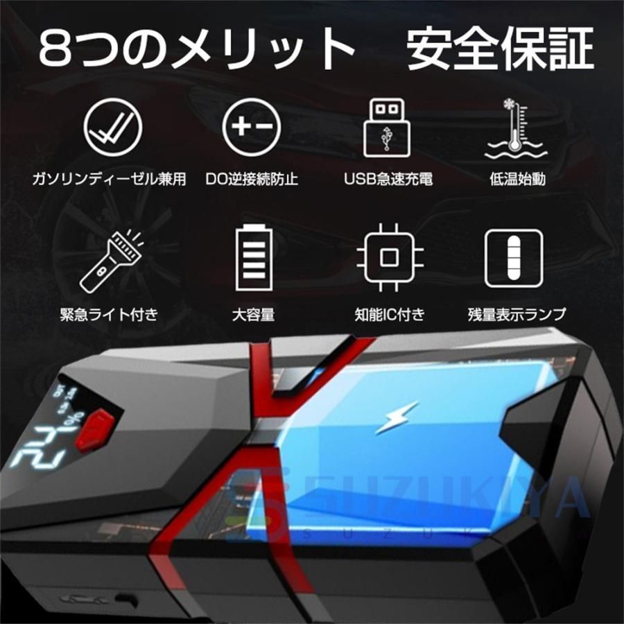 車用 ジャンプスターター 30000mAh 大容量 モバイルバッテリー 12V 12V車 車・バイク・自転車 ジャンプスターター緊急始動12v自動車用