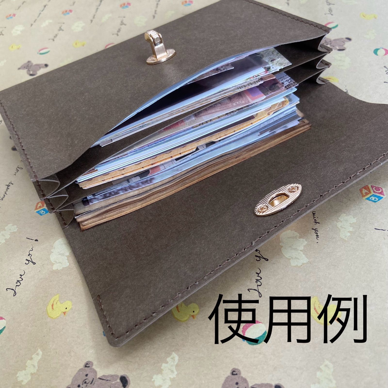 コラージュ素材入れ 蛇腹ポーチ レザーケース 素材入り レザー ロココ