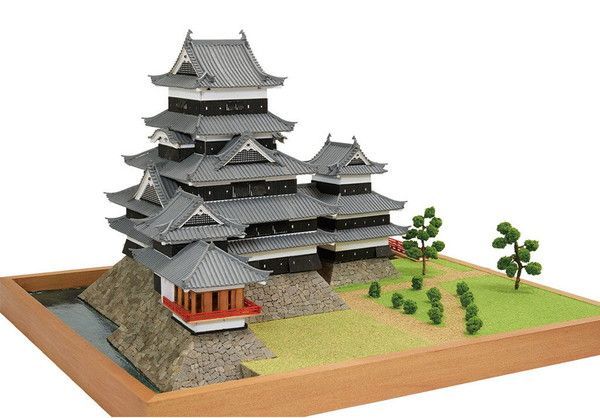 木工用アロンアルファ＋カッター＋紙やすり付き ウッディジョー 木製建築模型 1|150 松本城 佐川急便