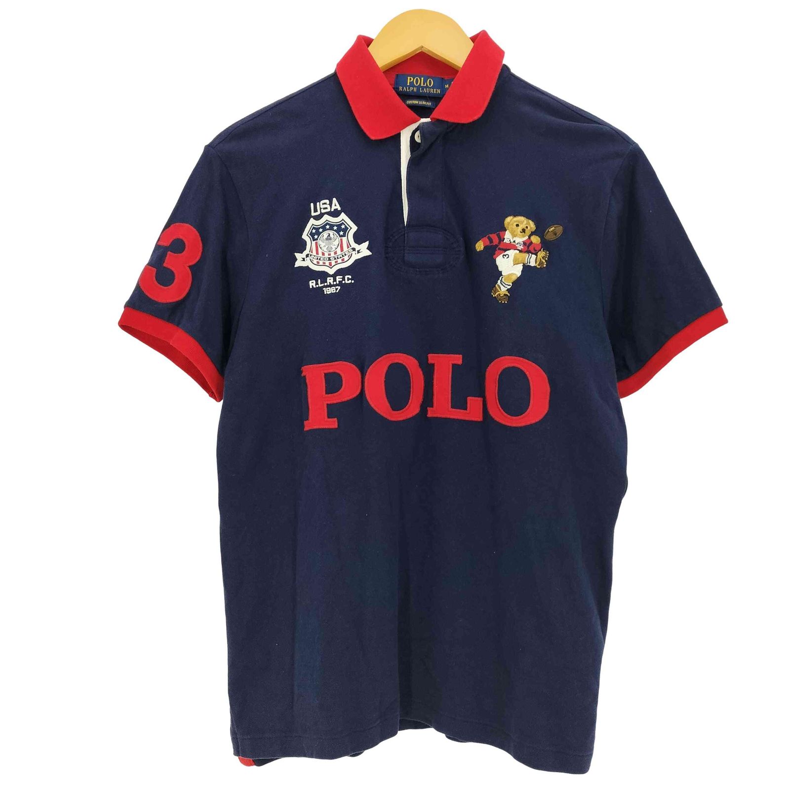 ポロラルフローレン POLO RALPH LAUREN ポロベア ラグビー ポロシャツ 星条旗 メンズ import：M 