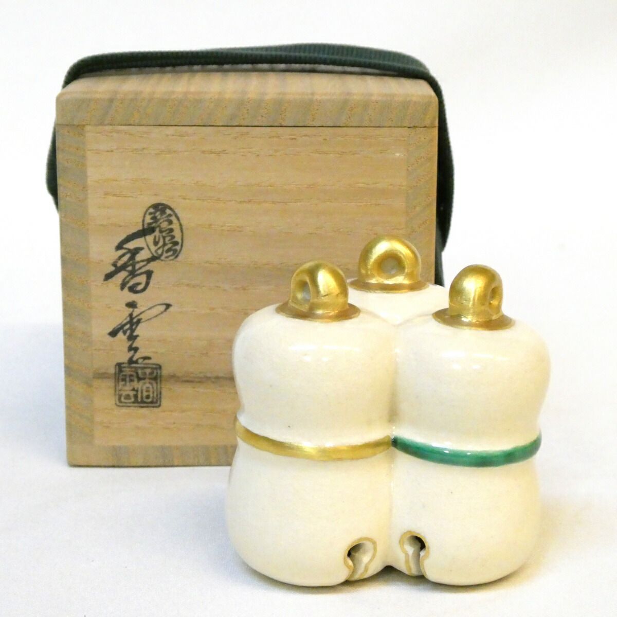 十月の特売品 平安竜谷焼 宮川香雲作 三鈴 蓋置 茶道具