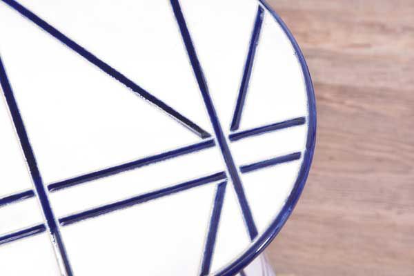 陶器製トライバルテイストなスツール φ30×H45cm