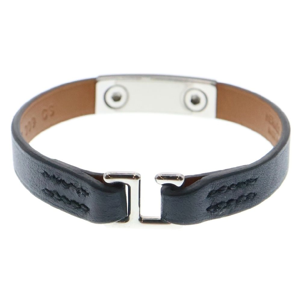 HERMES (エルメス) U刻印 リヴァルミニ レザーブレスレット ブラック  