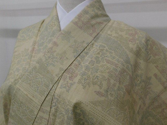 楽布〕P19908 本物 100亀甲絣地機本場結城紬袷 k - メルカリ