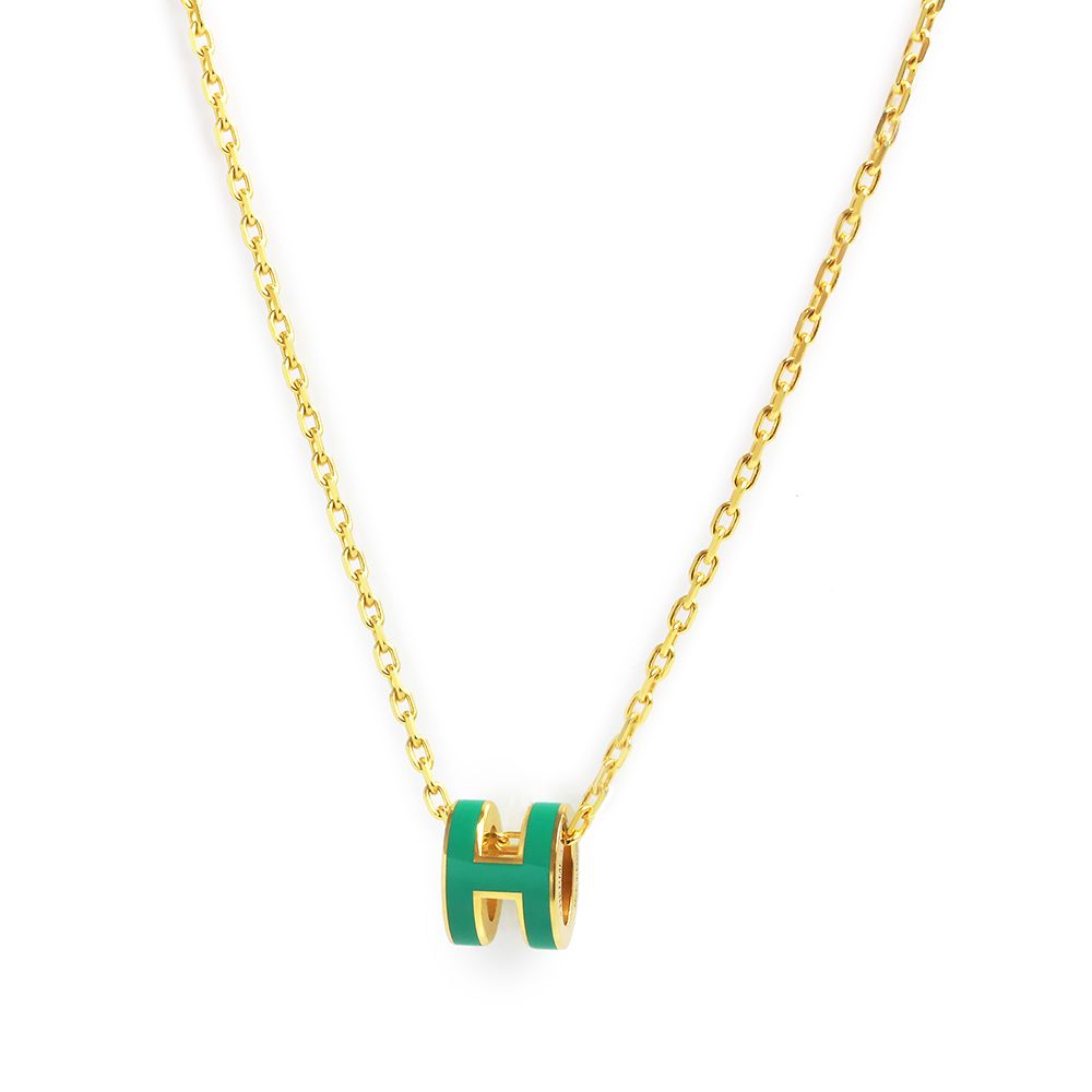エルメス ポップアッシュ ミニ ポップ H ペンダント ネックレス マラカイト グリーン 緑 ゴールド金具 HERMES