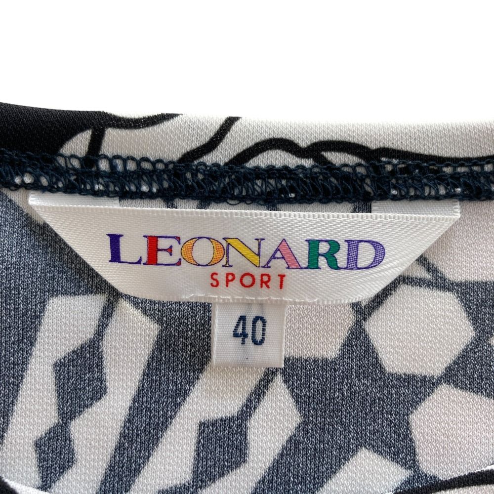 LEONARD SPORT レオナールスポーツ モノトーン薔薇プリント ワンピース サイズ40 ブラック ホワイト レディース 古着 BLACKFEMALETHERAPIST_ORG