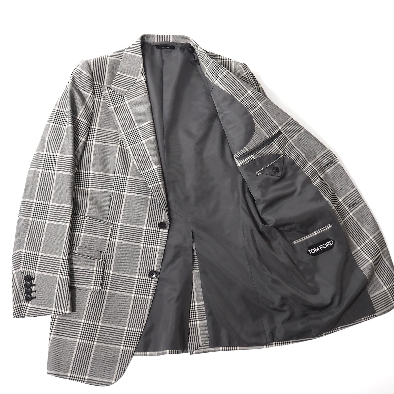 良品 トムフォード TOM FORD ウール カシミヤ ピークド チェック