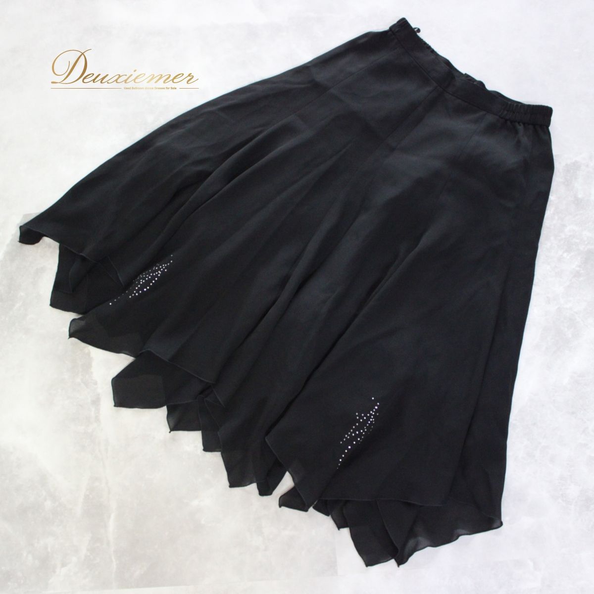 新品　社交ダンス　黒　スカート　シンプル　レッスン　パーティ　キラキラ　1487 新品 社交ダンス 黒 スカート レッスン シンプル キラキラ パーティ