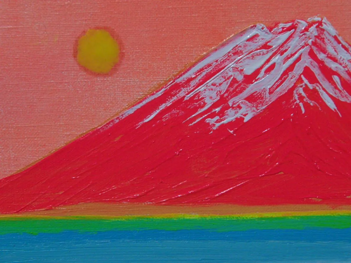 ≪国美協≫TOMOYUKI・友之、『雪の富士山月』、油彩画、SM号：22,7cm