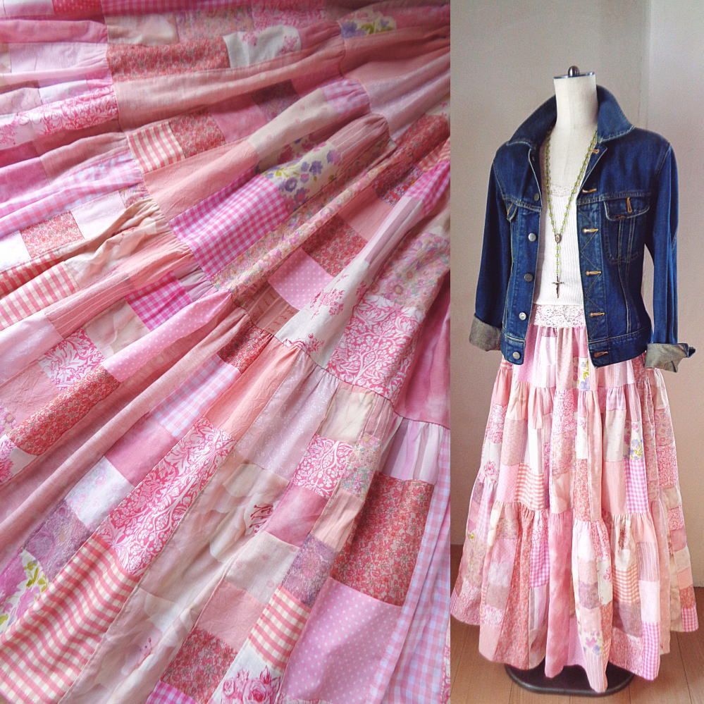 Y様ご予約品♥絵画なパッチワーク♥pink♥超ボリューム♥ティアード 