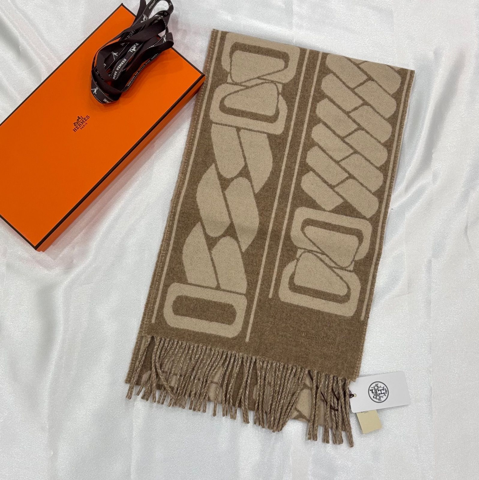 エルメス カシミヤマフラー シェーヌダンクル