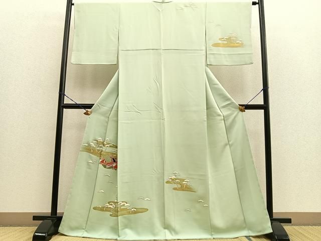 平和屋着物▽訪問着 単衣 駒刺繍 人物文 金糸 金彩 正絹 逸品