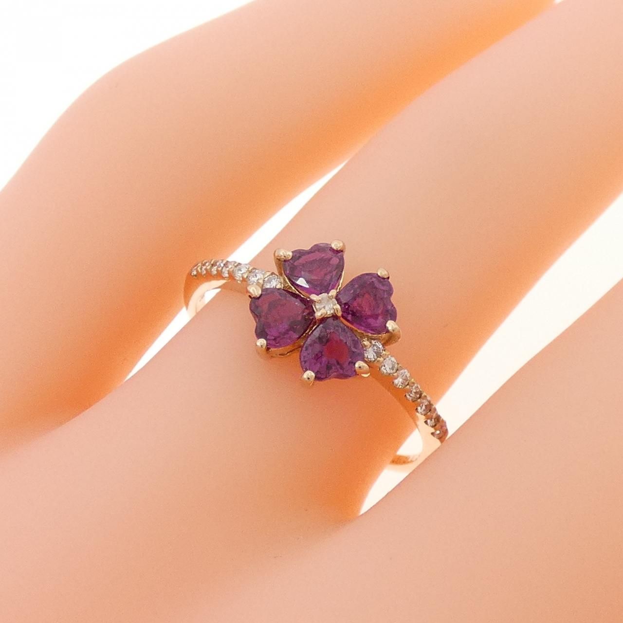 K18PG ハート×フラワー ルビー リング 0.89CT - メルカリ 