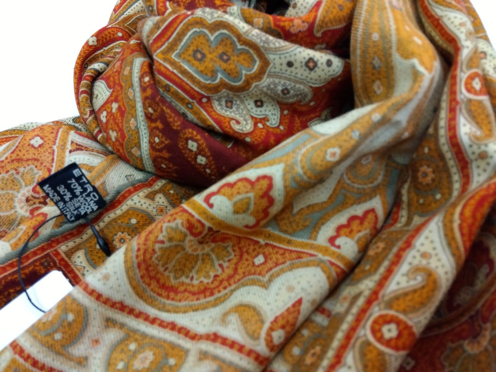 【希少/美品】エトロ ショール ストール ペイズリー ウール70/シルク30% 希少/美品】エトロ ショール ストール ウール70/シルク30