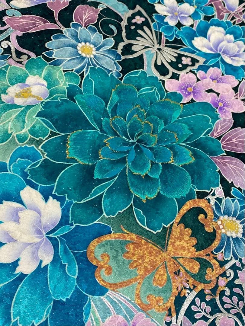 振袖 豪華 刺繍 銀通し 銀彩 紋意匠 身丈159cm パールトーン加工済