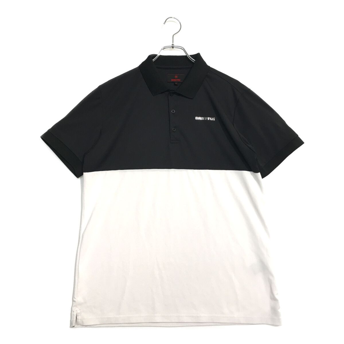 中古 メンズ ブリーフィング BRIEFING 半袖ポロシャツ XL 黒×白