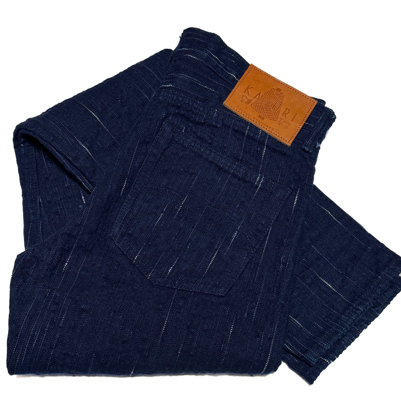 sirone(シロネ)ダークブルー デニムワイドパンツ リボン付き