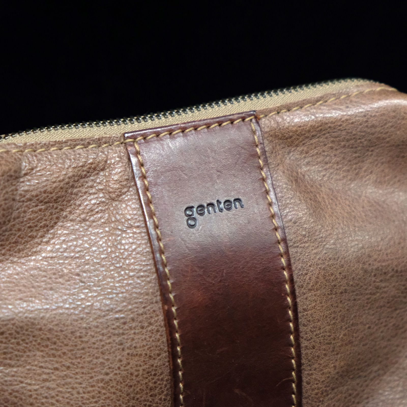 genten ショルダーバッグヌメ革ポシェットブラウンレザー