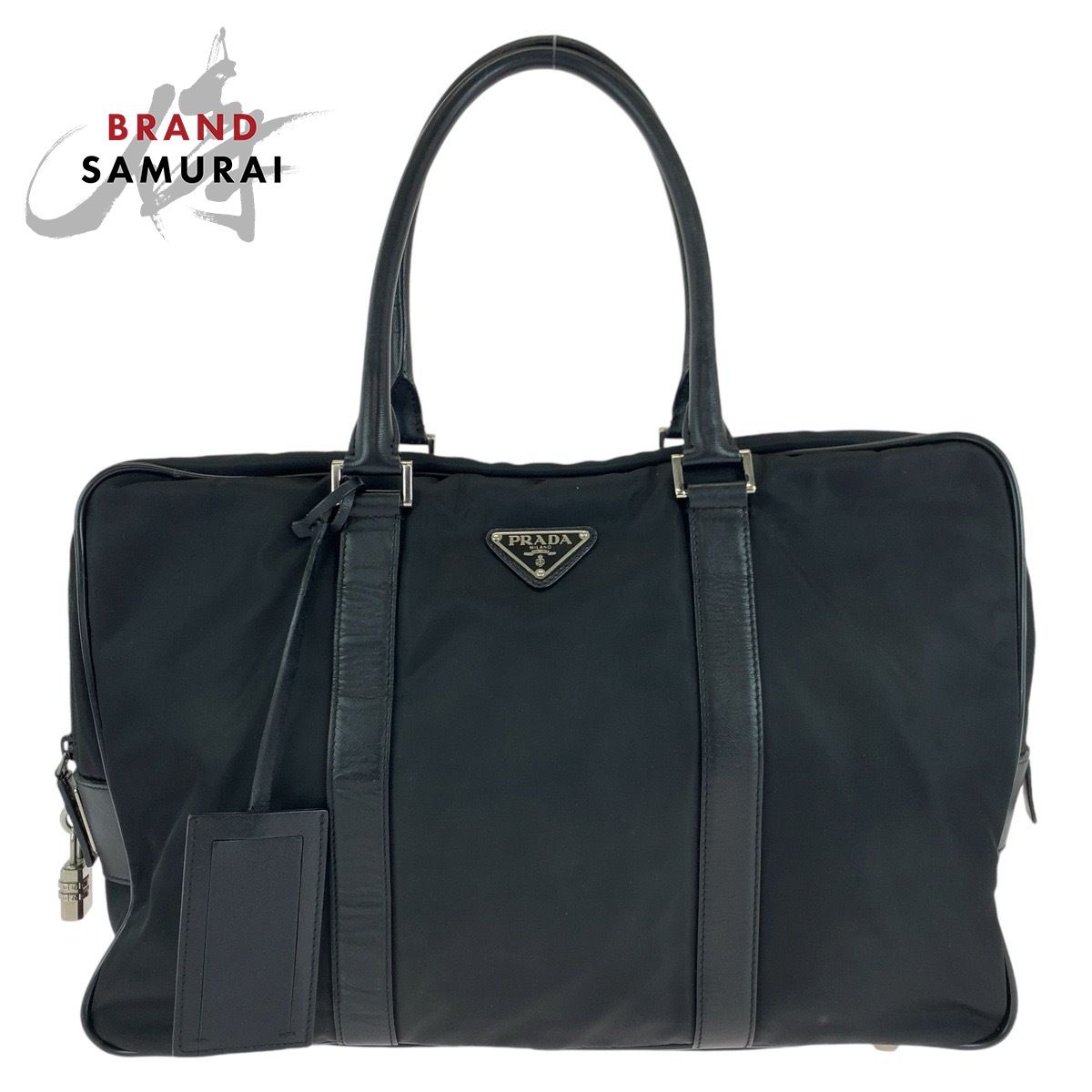 プラダ レザー 三角ロゴプレート ブリーフケース ビジネス ブラック PRADA プラダ 三角ロゴ プレート ビジネスバッグ レザー ブリーフ