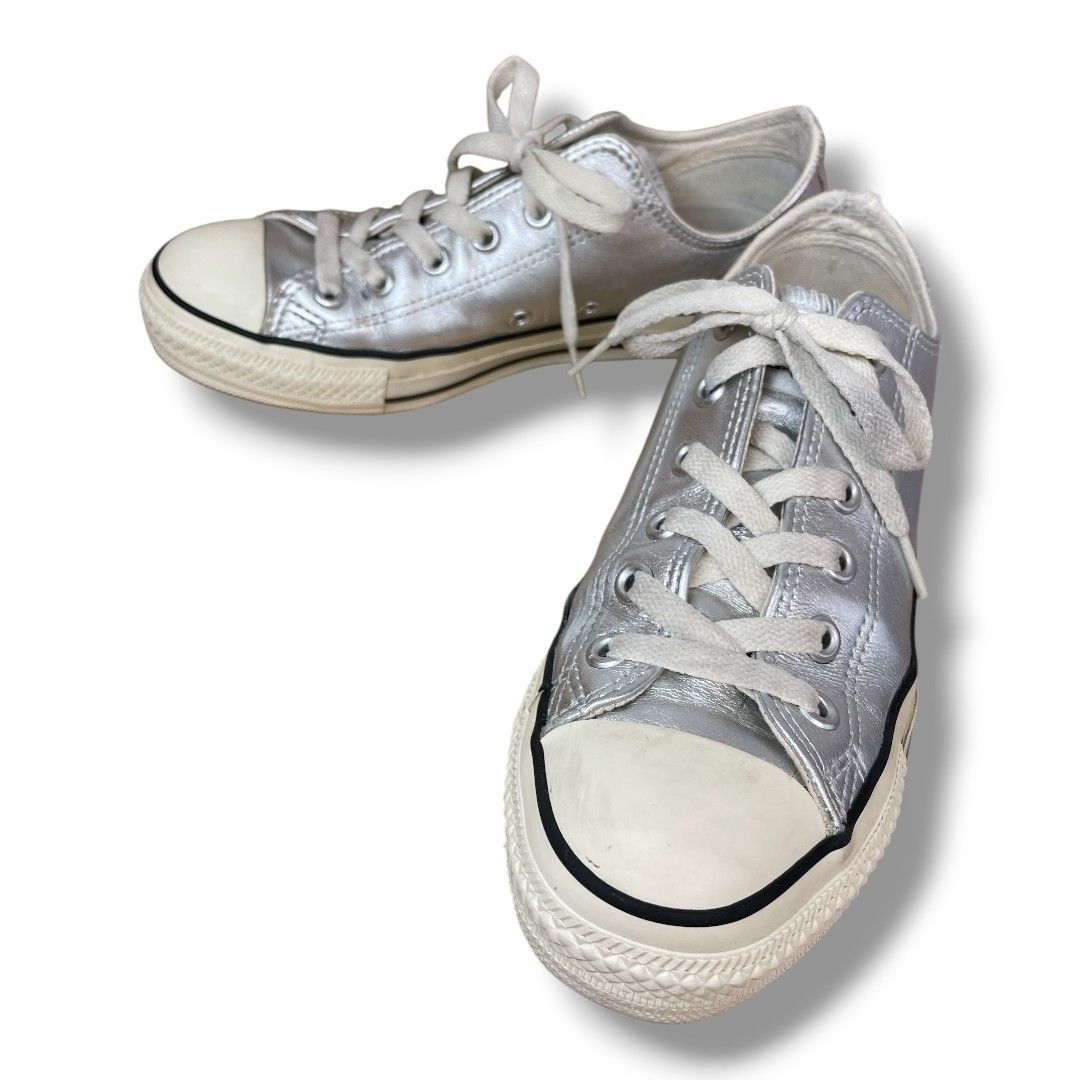 【used】コンバース/レザーオールスター®️OX/シルバー/レザー/24cm コンバース CONVERSE LEATHER ALL STAR (R) OX / レザー