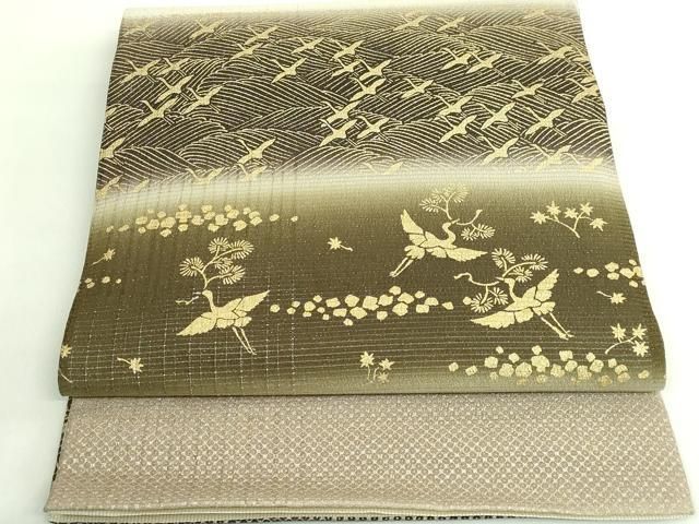 平和屋着物 上 善之助 着物ブランド 一期一会 太鼓柄袋帯 立波飛鶴文 金彩 DZAA8751kh5