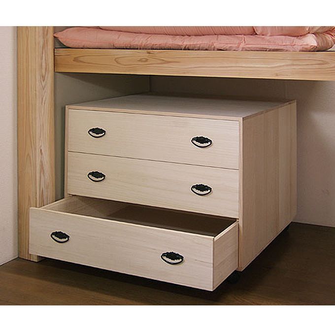 ふるさと納税 大川市 桐押入れ収納3段「咲」キャスター付き　ナチュラル色 桐押入れ収納3段「咲」キャスター付き ダークブラウン色 | 福岡県大川