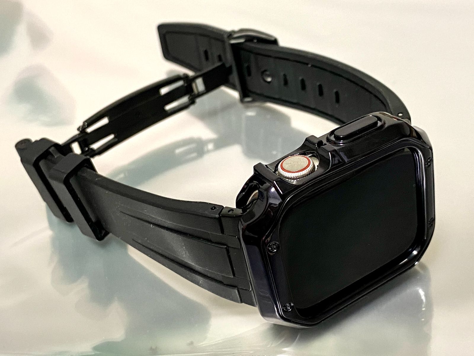 シームレス ＆ブラックTPU アップルウォッチ ラバーベルト Apple