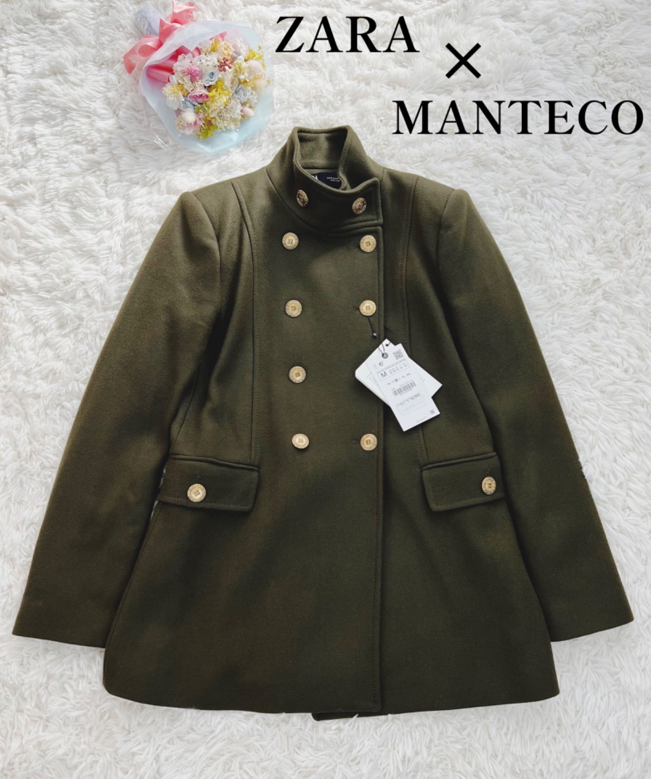 ZARA ザラ MANTECO XL カーキ ナポレオン ジャケット 金ボタン-